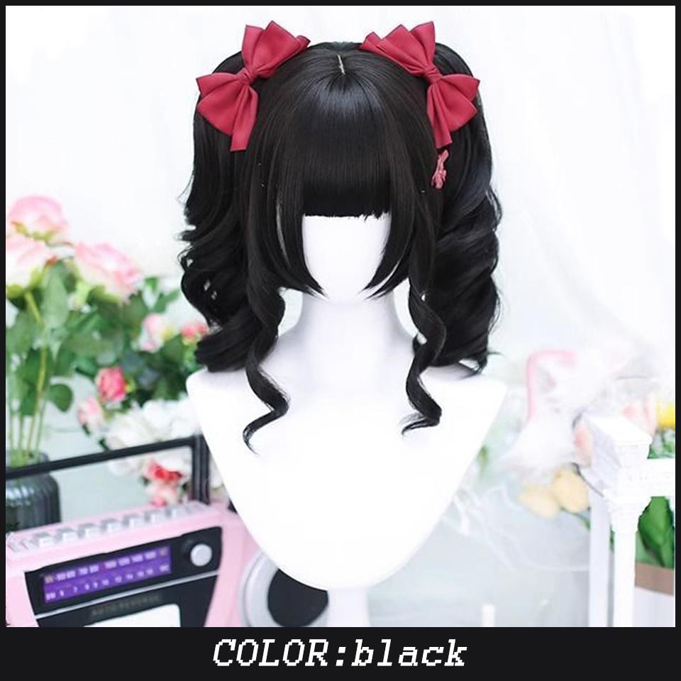 

WTB синтетический парик женский милый свежий коготь клип глубокий двойной хвост прямые волосы парик с челкой рождественский косплей вечеринка парик 30cm