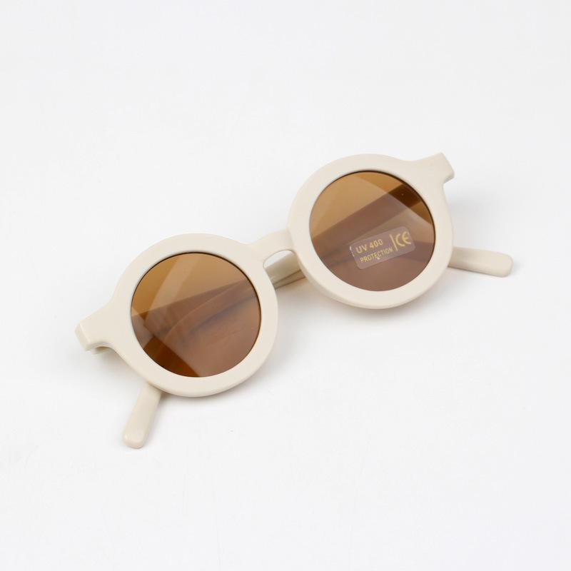 Matte Mocha Retro Round Baby Sunglasses - UV400 Protection молочный белый