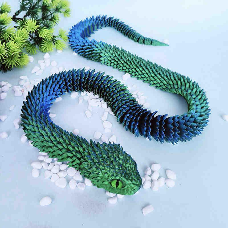 1PC Gifts For Children 3D Printed Snake Simulation Snake Figurine Flexible Joints Office Desk Toy Home Office Decor Ornament