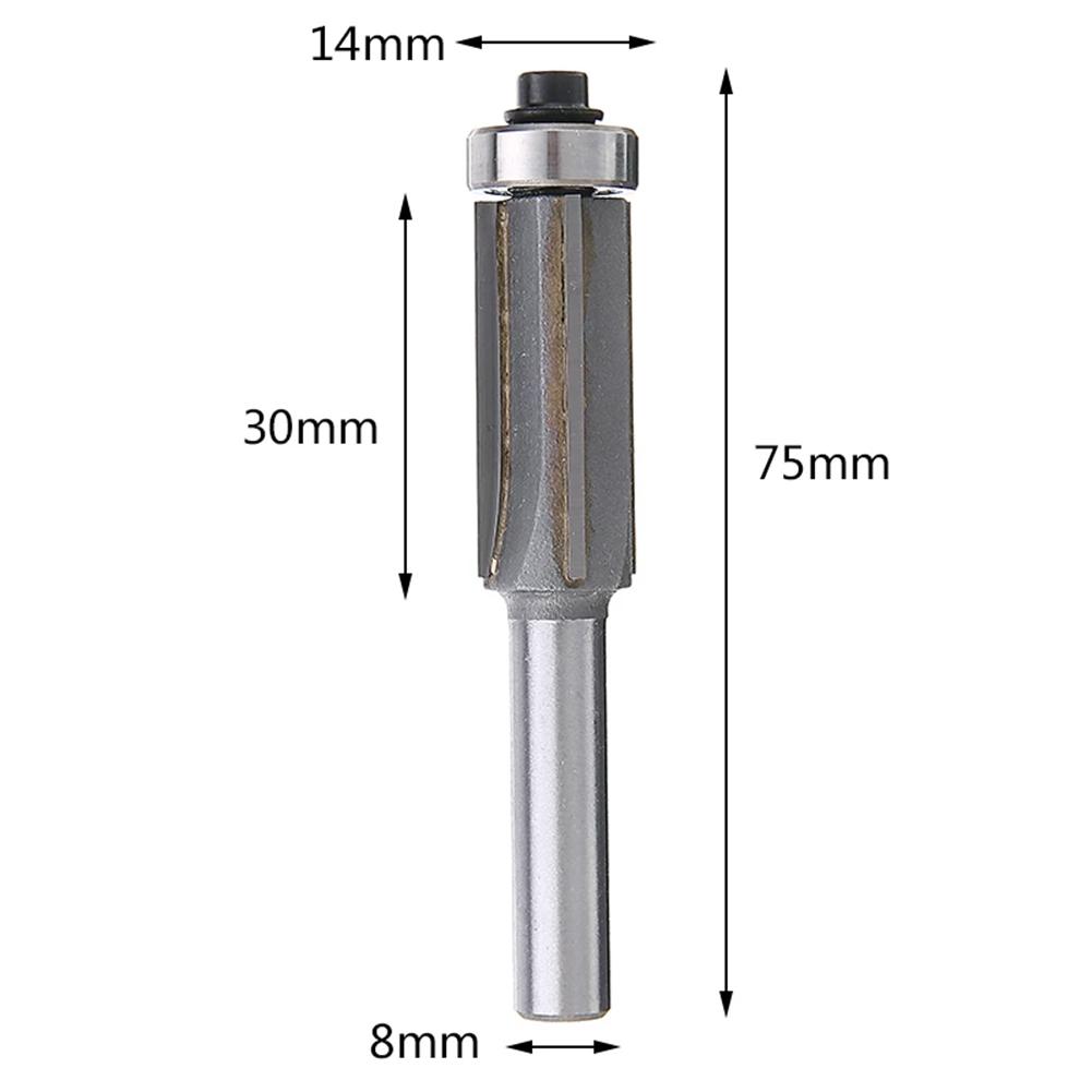 Double Bearing Flush Trim Router Bit with 8mm Shank for Woodworking Anti Kickback Design and Enclosed Lubricated Bearing