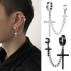 1Piece Cross Skull Chain Tassel Dangle Earrings for Women/Men Stainless Steel Ear Bone Clips Single Double Ear Holes Jewelry