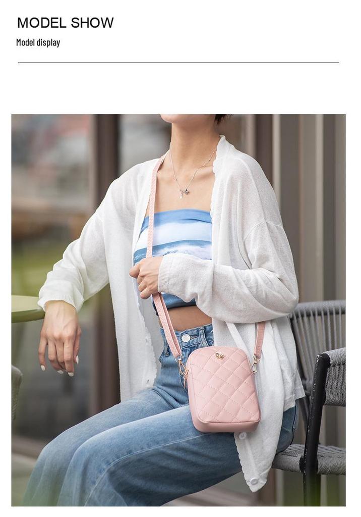 Trendy Embroidered Diamond Pattern Crossbody Phone Bag - 2022 Women's Style