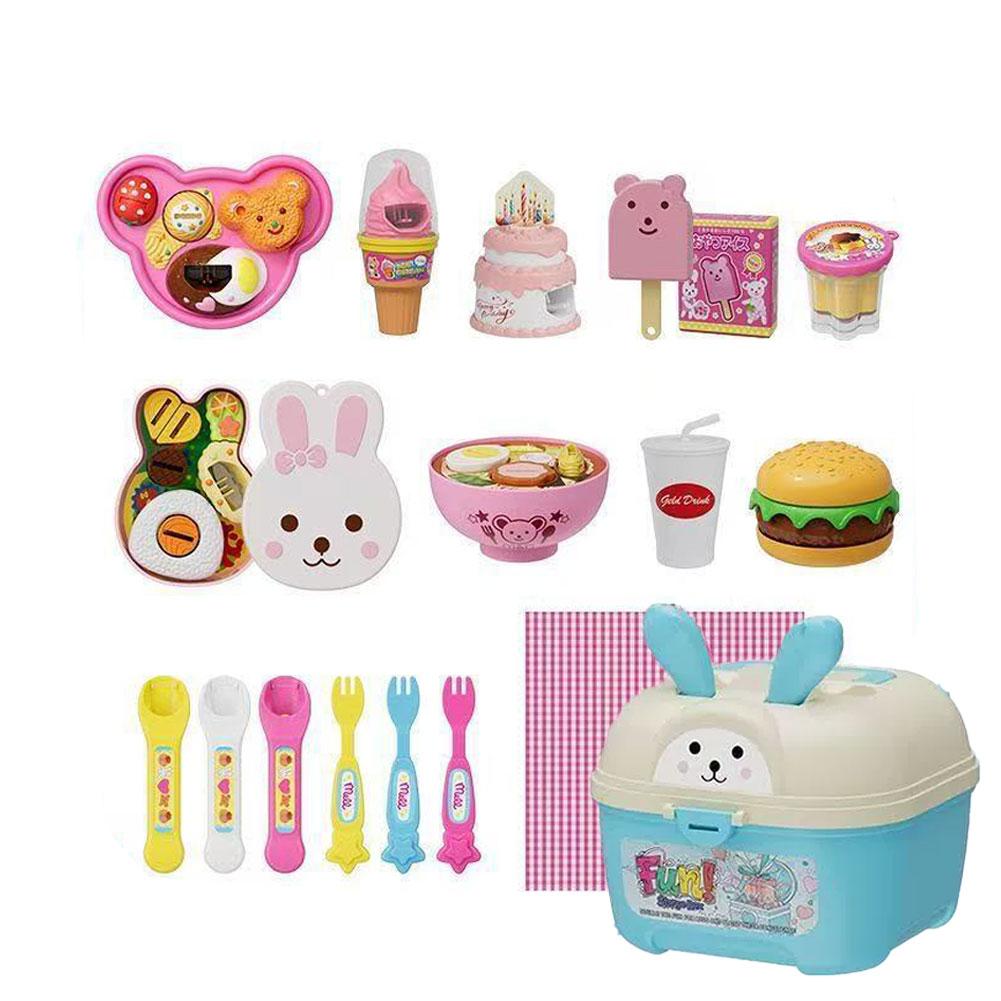 

Новая игрушка-кормушка для кролика в стиле бенто, игрушки для кормления с имитацией еды и коробкой для хранения, веселая игрушка для ролевых игр, снимающая стресс синий