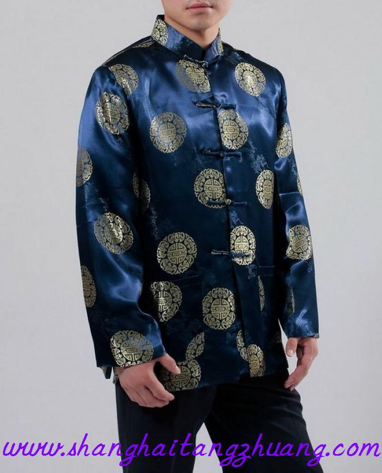 APEK Men's Red Long Sleeve Tang Suit Ethnic Outerwear for Spring, Autumn, Winter