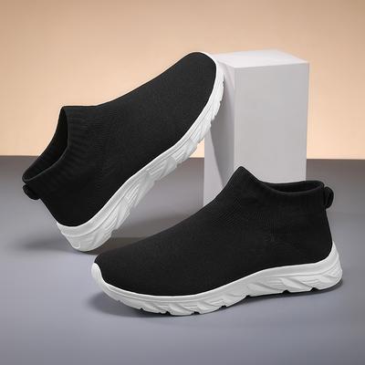Men's Flying Woven Outdoor Running Shoes Casual Comfortable Casual Shoes Lightweight Loafers Soft Mesh Flat Anti Slip Sports 46