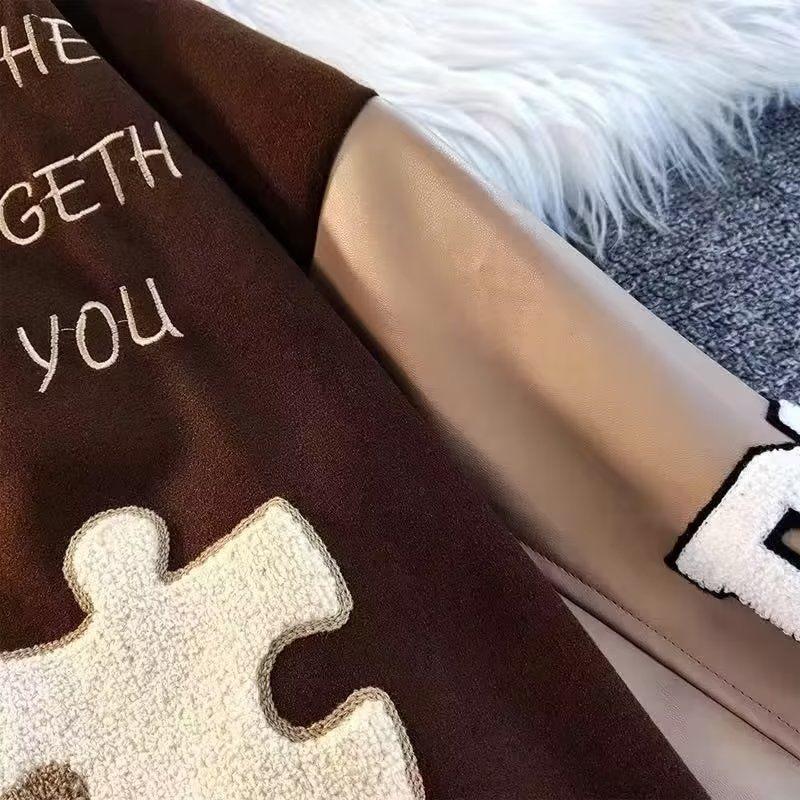 Vintage Baseball Jacket Women Embroidery Oversize Korean Fashion Varsity Jackets College Bomber Button Coats Aesthetic