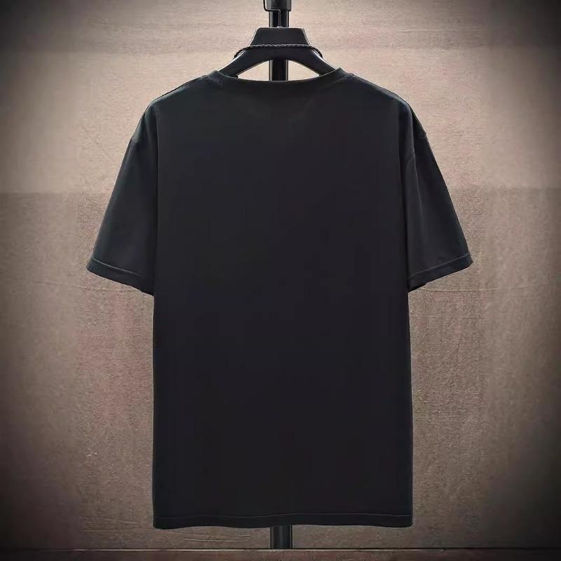 High Street Men's Black Breathable Loose T-shirt Fashion 3D Digital Printed Mesh Shoulder T-Shirts Men’s