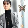 Sweater Butterfly Elegant Necklace For Women With Dazzling Rhinestone Accents And Trendy Long Chain Design