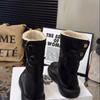 Winter New Pure Leather Women's Flat Two-Way Snow Boots with Fleece Short Boots