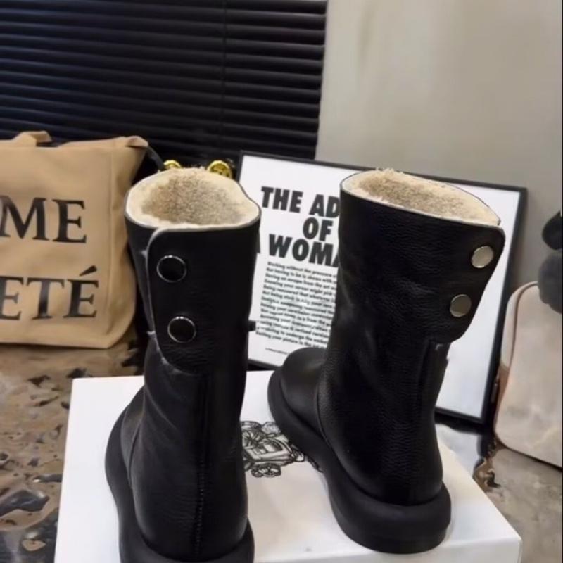 Winter New Pure Leather Women's Flat Two-Way Snow Boots with Fleece Short Boots