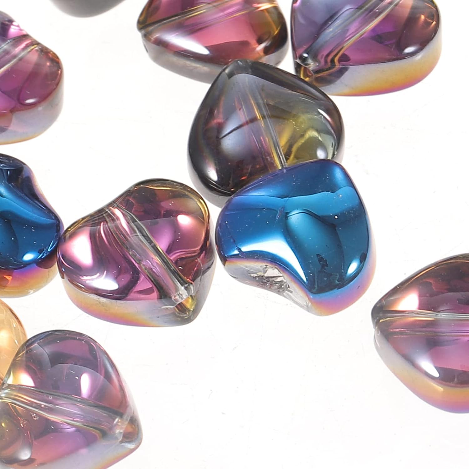100pcs Glass Loose Bead for Jewelry Making Heart Loose Beads Lampwork Crystal Spacer Beads DIY Bracelets Necklaces 8mm