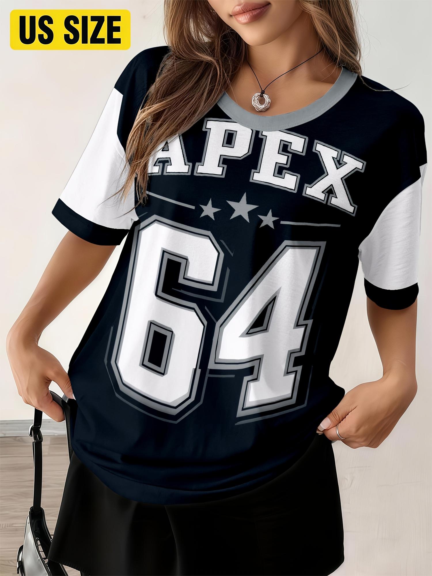 

Women s round neck T-shirt, suitable for street wear on game day, casual full print XXS