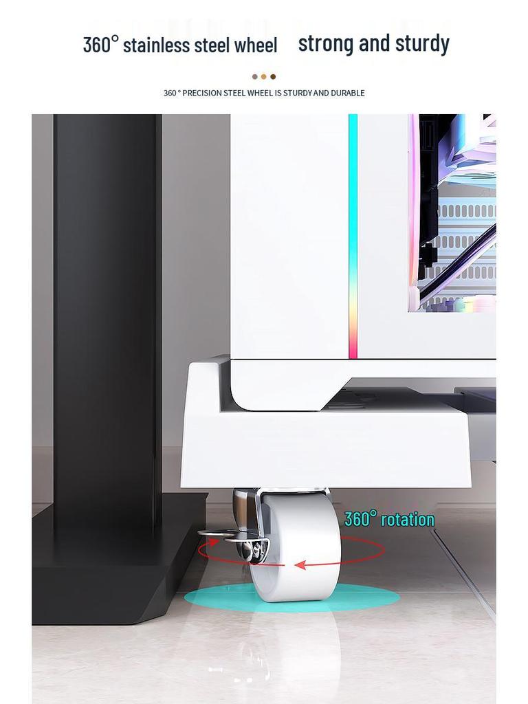 Adjustable Desktop PC Stand with Wheels and Cooling