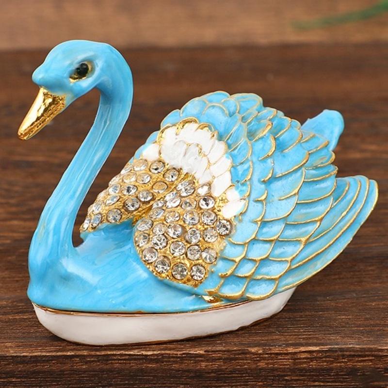 Swan Mini Jewelry Storage Box Inlaid Gem Organizer Enameled Exquisite Earrings Ring Holder Storage Jar Unique Festival Gift