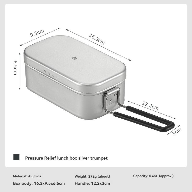 Portable Outdoor Supplies Hard Oxidized Aluminum Lunch Box Open Fire Heating Picnic Camping Lunch Box Aluminum Lunch Box