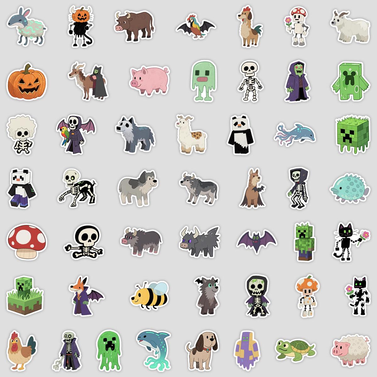 50 Minecraft Game Graffiti Stickers - Waterproof Decorative Pixel-Style for Water Bottles and Phones