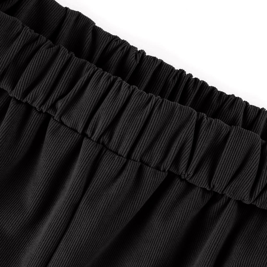 Pantalones casuales rectos con cintura elástica de color sólido informal para mujer con bolsillos