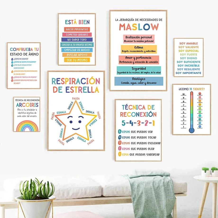 Modern Spanish Calm Corner Canvas Prints Aesthetic Inspirational Education Classroom Wall Art Poster for Home & School  Decor