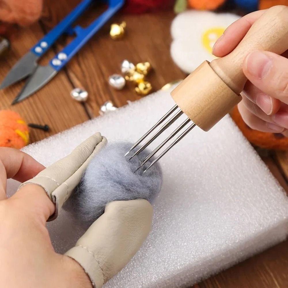34Pcs/Set Wooden Handle Felting Needles with Bottle Creative Wool Felting Needles Kit for Beginners