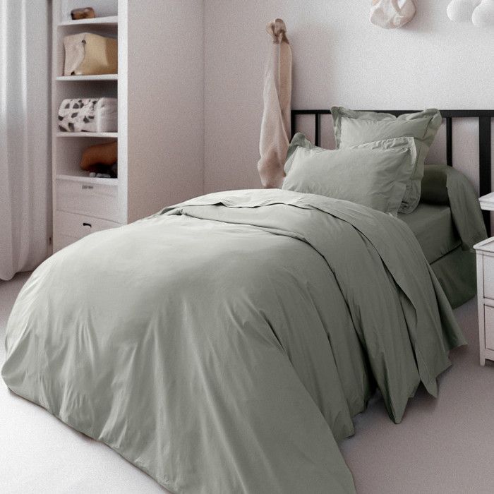 Housse de couette percale de coton peigné "Julian" toutes dimensions Coton Pur - Julian Ardoise - Housse de couette 140 x 200 cm