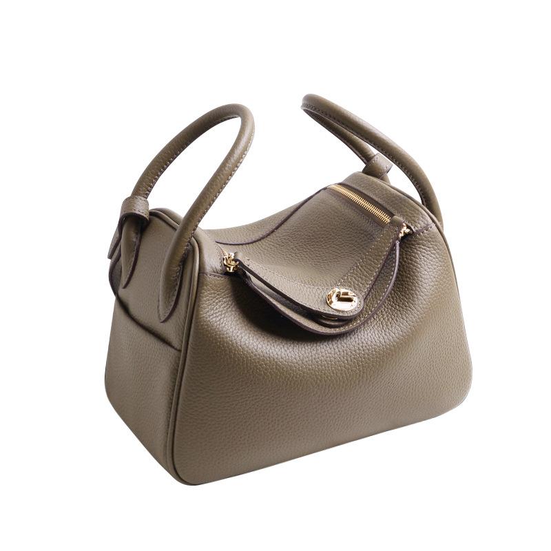 Pillow Bag Women's First Layer Cowhide Handbag Shoulder Bag Oblique Span Leather Doctor Bag Large Capacity Commuter Bowling Bag