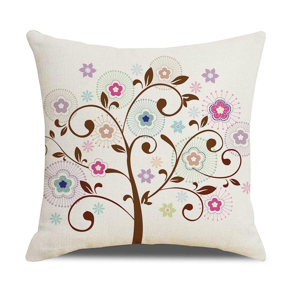 New Household Products Oil Painting Love Tree Linen Pillowcase Gift Sofa Bedroom Cushion Waist Pillowcase