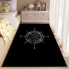 Compass Design Black Carpet suitable as a non-slip mat for the living room or bedroom sofa