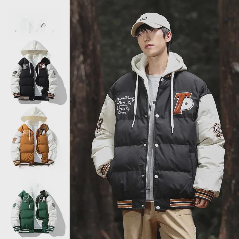 

Зимняя куртка унисекс на хлопковой подкладке с капюшоном и вышитыми буквами XL