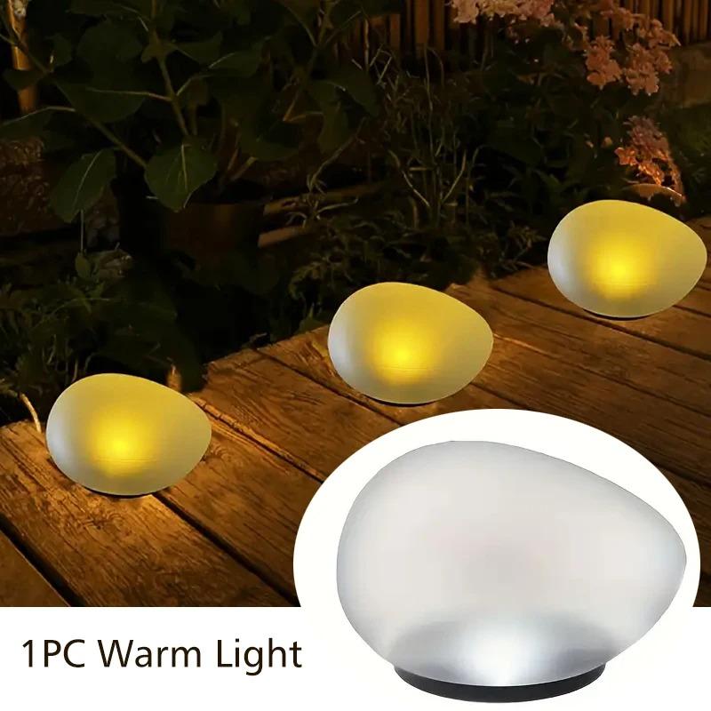 Solar Pebble Lawn Lights, Waterproof Outdoor Glowing Stone Lights, Garden Landscape Pathway Decorative Solar Lamps