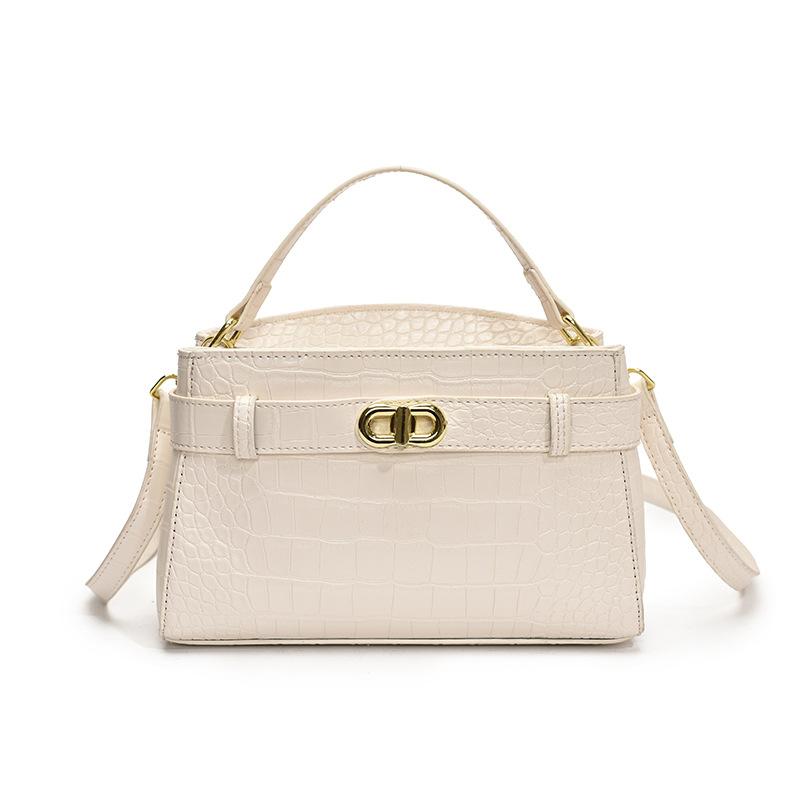 

Kelly bag women s crocodile pattern lock small square bag 2025 spring handbag commuter messenger bag simple and versatile белый