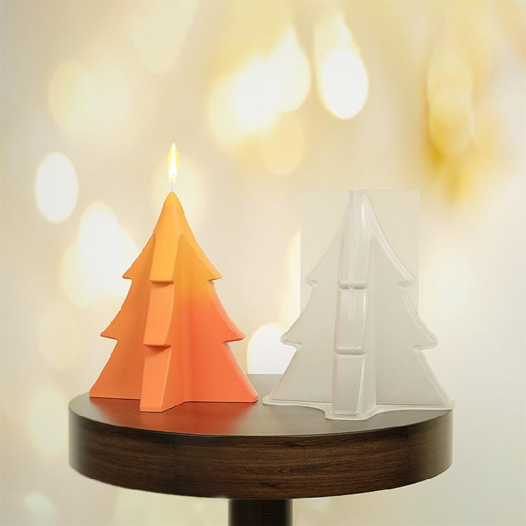 Flexible Candle Mould Xmas Pine Tree Molds DIY Cake Decor Home Party Holiday