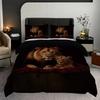 3 Pieces Are Lion Animal Printed Down Duvet Covers, 1 Down Duvet Cover+2 Pillowcases, No Core. Soft and Comfortable Bedding Set