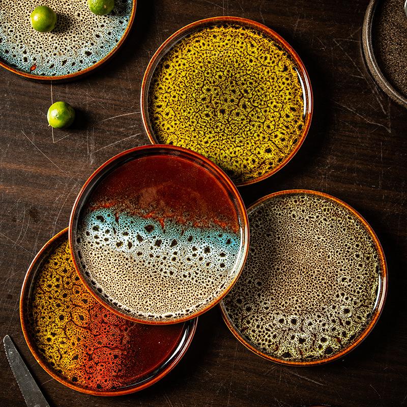 Ceramic Household Dish Ceramic Dumpling Plate Ins High Appearance Level Western Plate Japanese Round Tray