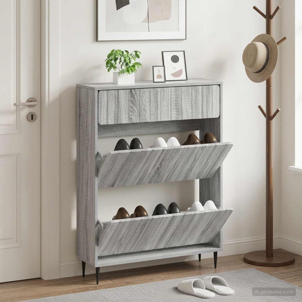 Shoe Cabinet ZWOLLE 78 x 24 x 103 cm Engineered Wood Sonoma Grey