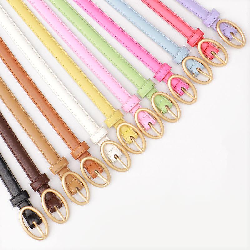 Stylish Women's Candy Color Thin Belt with Oval Pin Buckle