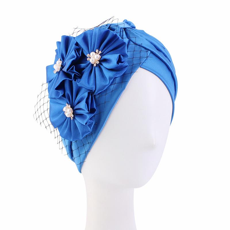 2022 Women Flowers Turban Hat Muslim Headwear Hijab Caps Diamonds Turbante Bonnet Ready To Wear Islamic Wrap India Cap
