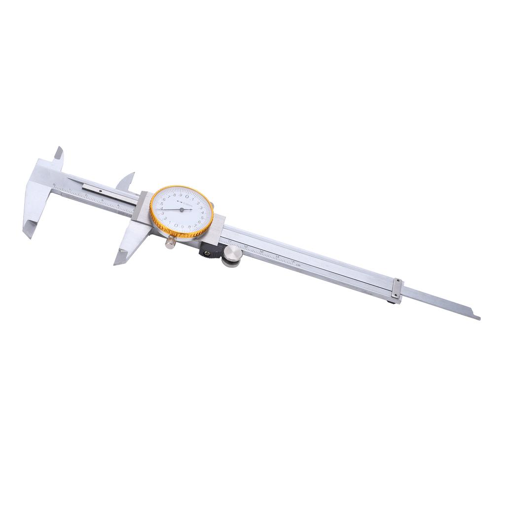 0150mm Dial Caliper Steel ShockProof Adjustable Vernier Caliper with Depth Rod Silver