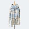 Autumn and winter new mohair plaid scarf women's thickened high-end imitation cashmere scarf atmosphere warm scarf