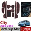 Tapete Antiderrapante para Ranhura de Porta Porta-copos de Borracha para Honda City 2008 2009 2010 2011 2012 2013 2014 GM2 GM3 MK5 Acessórios Adesivos de Carro