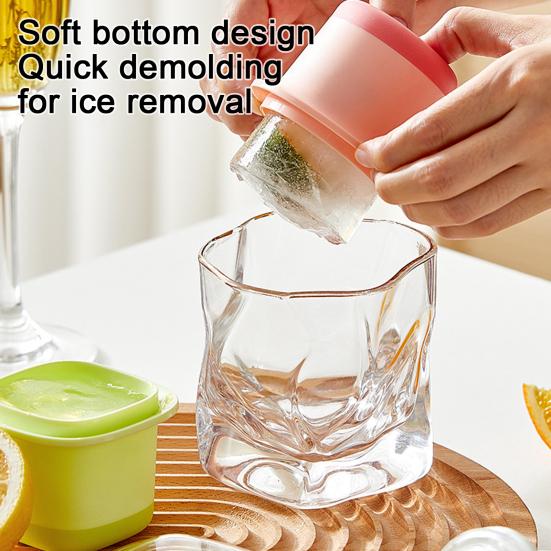 Silicone Ice Cube Mold with Lid Reusable Ice Ball Maker Large Flexible Ice
