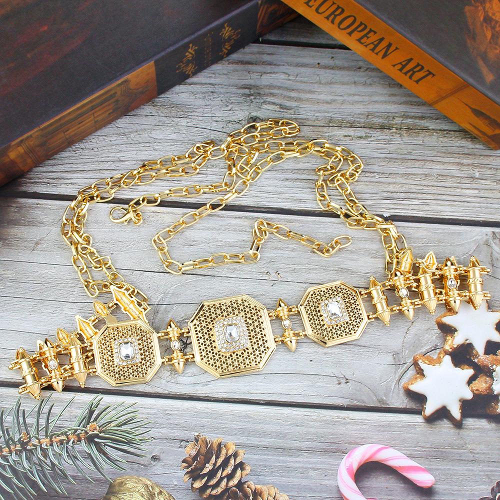 Gold Color Waist Chain Belt Body Chain Square Buckle Bride Wedding Jewelry