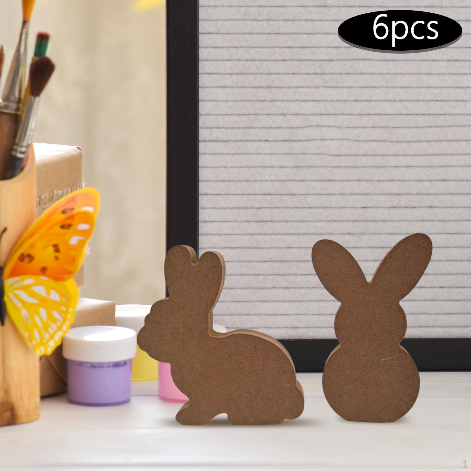 6Pcs Easter Wood Bunny s Decor Hand Painted DIY for Home Party Favors