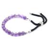 Amethyst Bracelet Black String 925 Silver Plated Adjustable