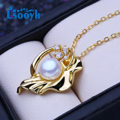 Natural Freshwater Pearl Jewelry CZ Necklaces For Women Bohemian Flower Pendant Wedding Gift