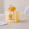 Cartoon Cute Cup for Girls Ceramic Mug Couple Water Cup for Home Office Breakfast Cup with Lid Spoon