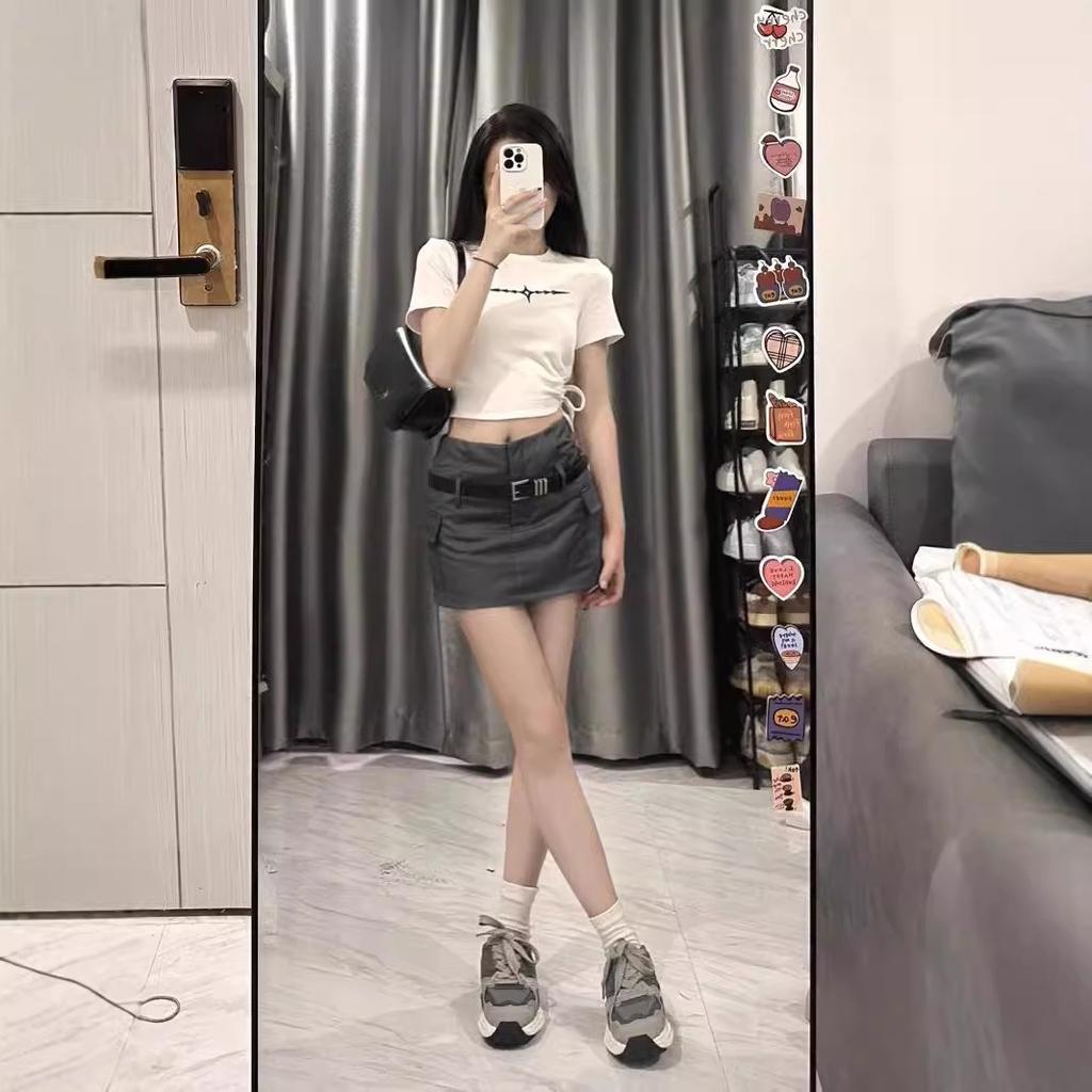 Grey Sophisticated A-Line Suit Skirt for Women Summer Sweet & Edgy Academic Style High Waist Slimming Bodycon Short Casual All-match Versatile Skirt