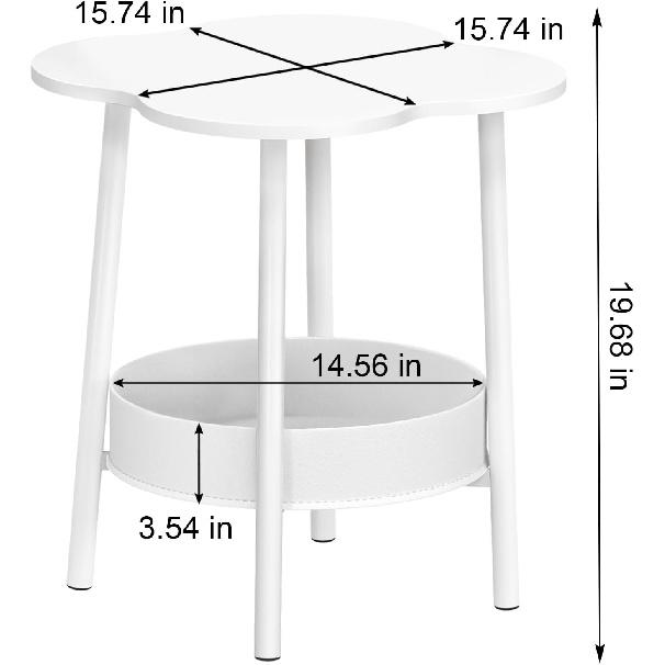 Couchtisch mit unterer Ablage, Mid-Century Modern Beistelltisch Weiß Sofa Beistelltisch, Blumenförmige Nachttische Nachttisch für Wohnzimmer, Schlafzimmer,
