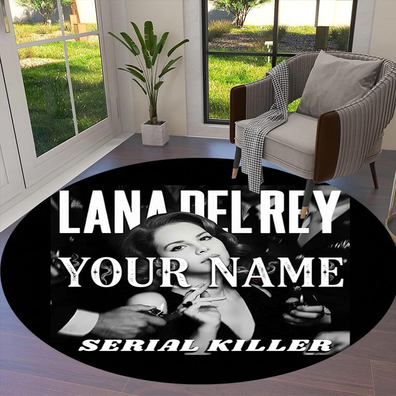 Lana Del Rey Fan Art Custom Name Round Area Rug Carpet Rug For Living Room Bedroom Sofa Playroom Decor Nonslip Floor Mat