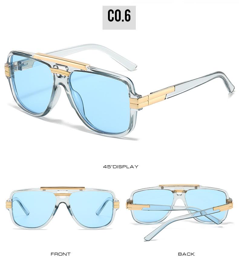 Trendy European-American Retro Square Frame Men's Metal Sunglasses