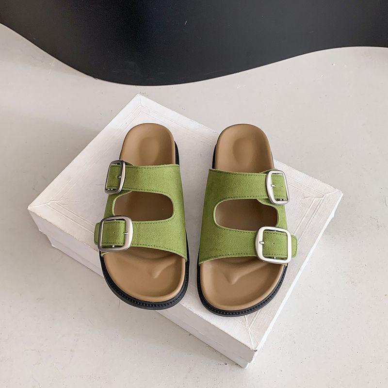 Birkenstock cool slippers for women's summer wear 2025 new thick-soled retro with skirt casual beach soft-soled one-word drag